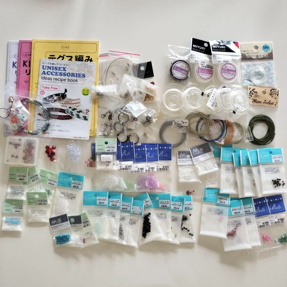 スワロフスキー カラフルビーズ アクセサリー金具 テグス等 セット