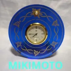 MIKIMOTO ミキモト 置時計 ブルー ガラス パール