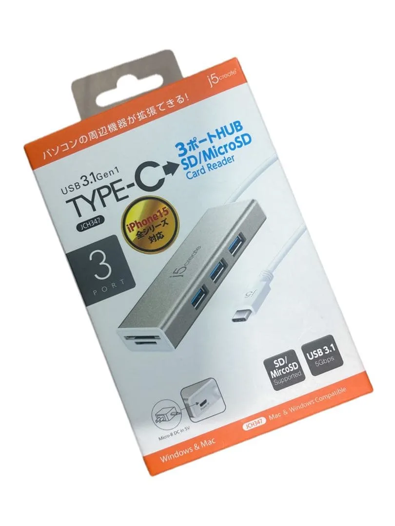 j5 create JCH347 USB Type-C 3ポートハブ+SD
