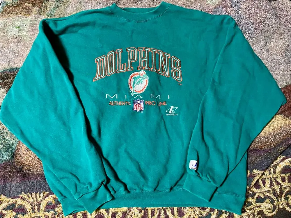 90s USA製 ロゴアスレチック NFL マイアミドルフィンズ スウェットXL