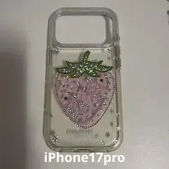 【SHIEN】iPhone17pro ケース ストロベリー ラインストーン