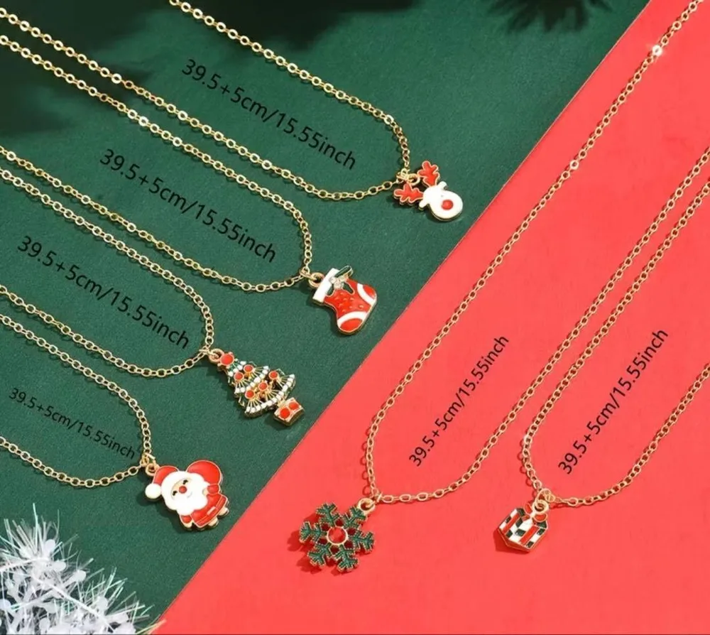 クリスマスネックレス 6点セット サンタ 雪の結晶