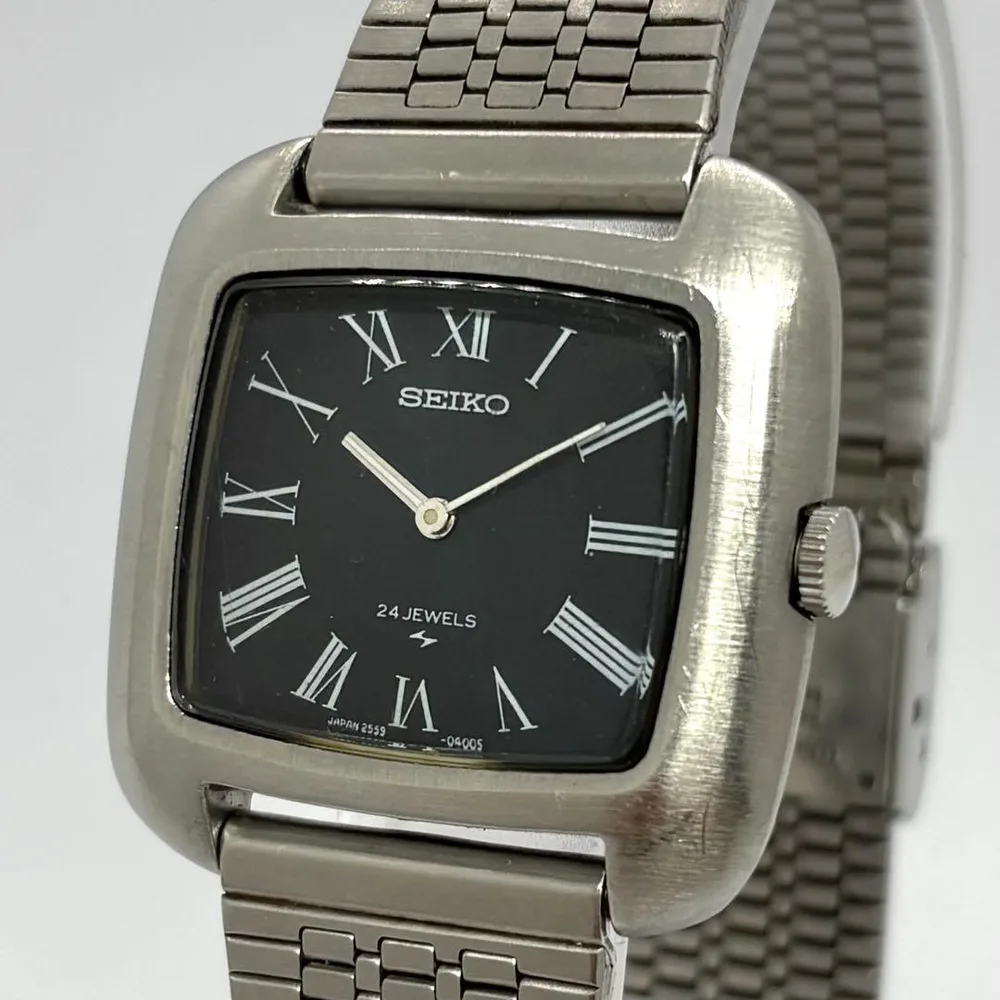 稼働 SEIKO シャリオ TVスクリーンケース ローマン 手巻 メンズ 腕時計