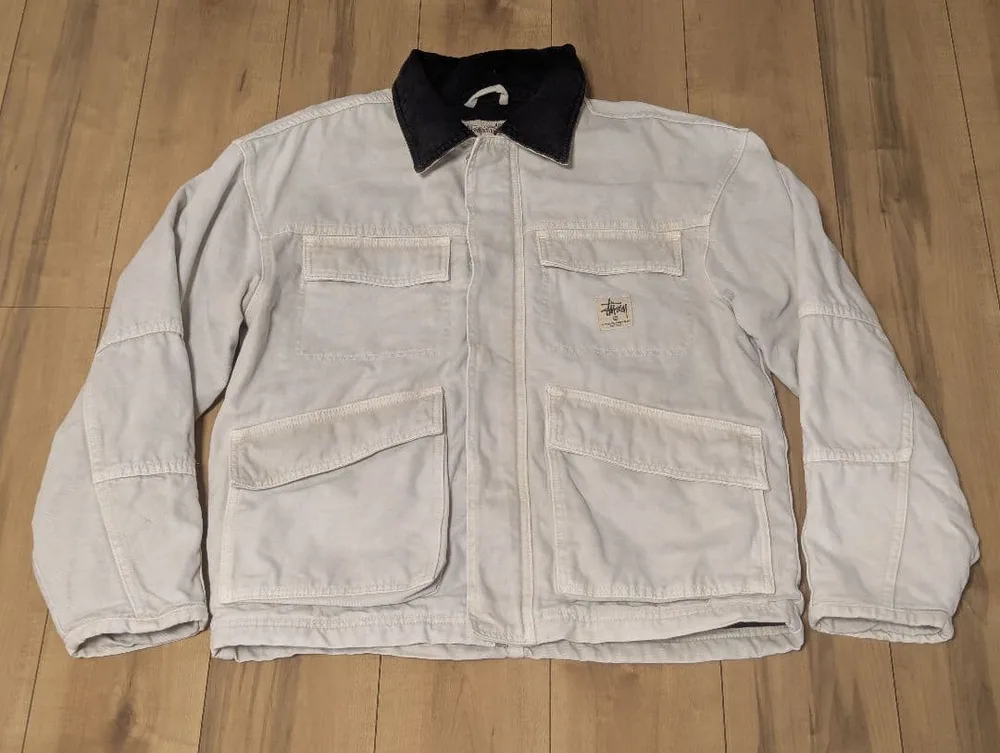 【STUSSY】WASHED CANVAS SHOP JACKET サイズS