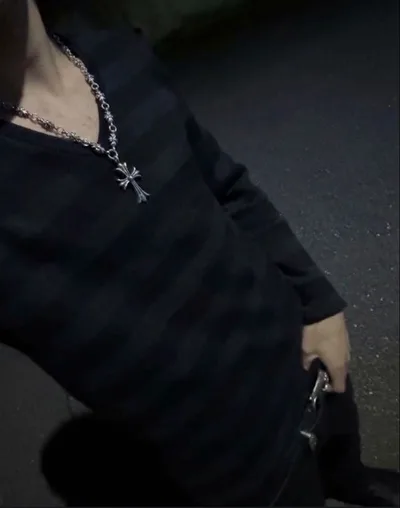 00s 平成Vネック ボーダー 長袖 カットソー 黒 Y2K swag