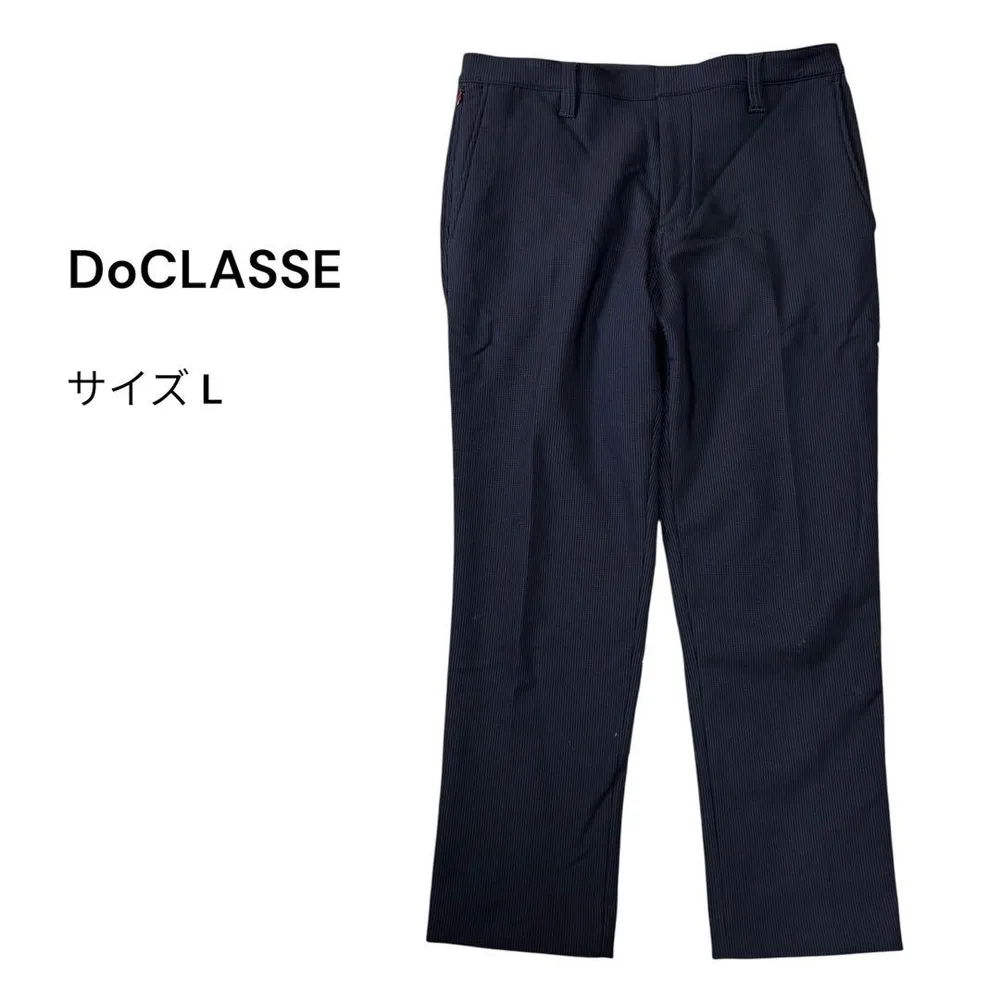 DoCLASSE(L)ドゥクラッセ ストライプ柄スラックス ネイビー 紺 ズボン