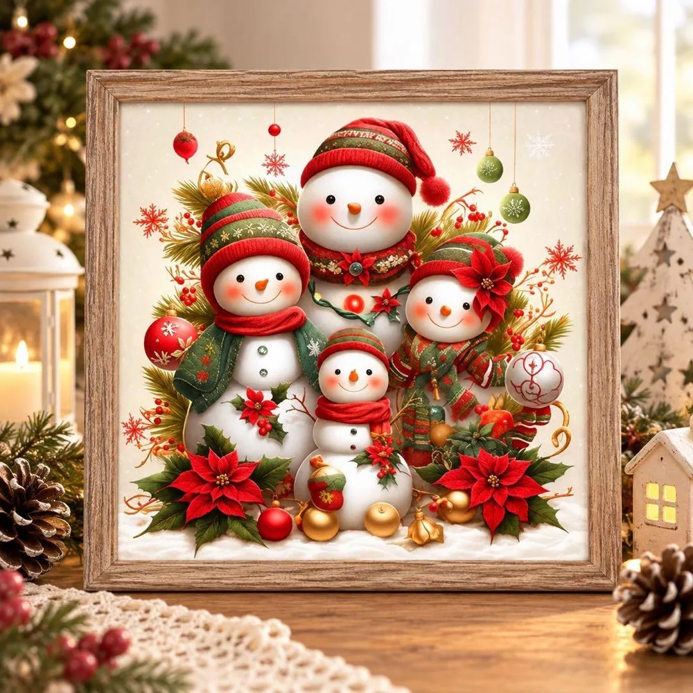 クリスマス クロスステッチ 刺繍キット 11CT 雪だるま スノーマン 冬