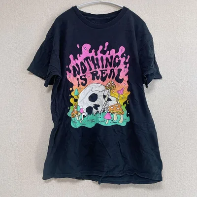 プリント Tシャツ クルーネック 半袖 L 黒 綿 ストリート ブラックおしゃれ