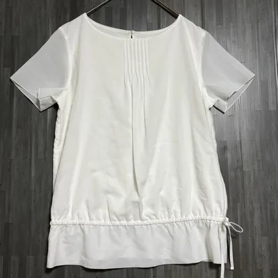 コムサイズム シフォンシアー ペプラムブラウス 白 M
