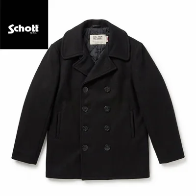 【米国製】Schott Pコート 740N 38サイズ M〜L相当 黒 アメカジ