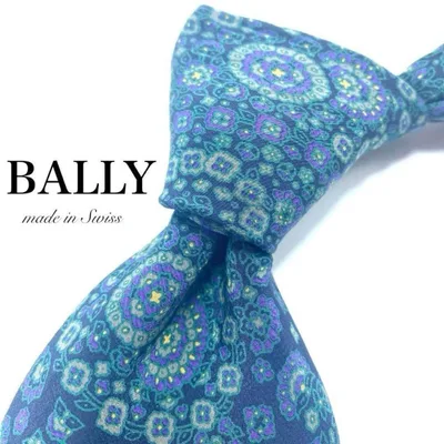 【極美品】BALLY ネクタイ 希少 スイス ペイズリー ボタニカル 艶やか