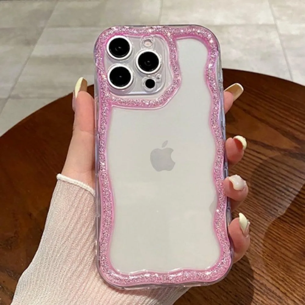 グリッターなみなみエッジ クリア iPhoneカバー アイフォンケース