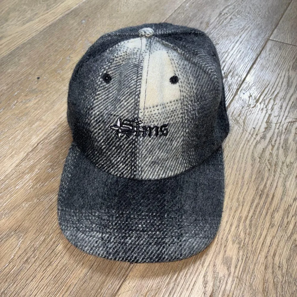 【激レア・美品】90s SIMS ウールチェック キャップ レザーベルト 台湾製