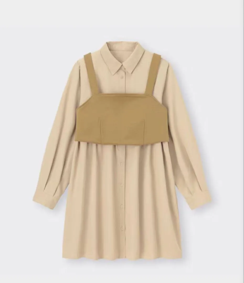 GU ビスチェコンビネーションロングシャツ