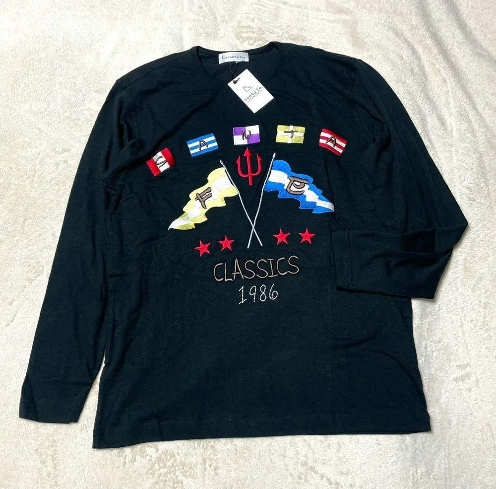 santa fe 長袖Tシャツ ロンT 刺繍 ブラック サイズ50 タグ付き