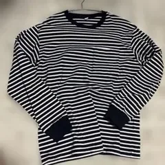 GU ボーダー 長袖 ポケットTシャツ ブラック S