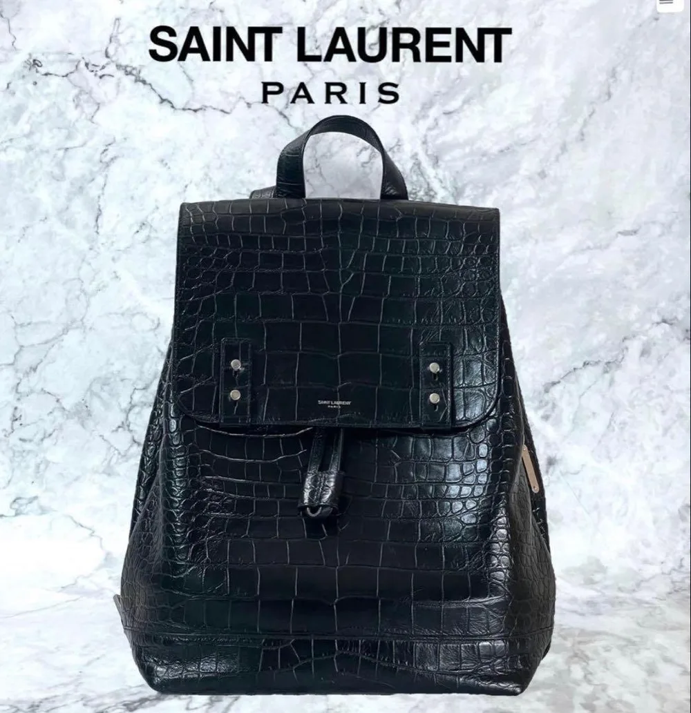 SAINT LAURENT PARIS クロコ型押し バックパック