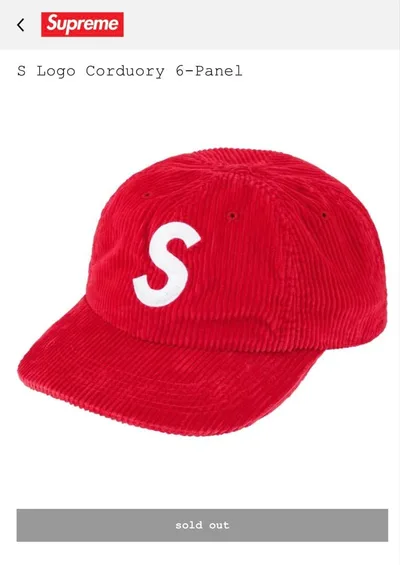 Supreme s Logo Corduory 6-Panel