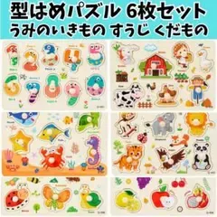 木製 型はめパズル 6枚セット 22.3cm モンテッソーリ 知育玩具 天然木