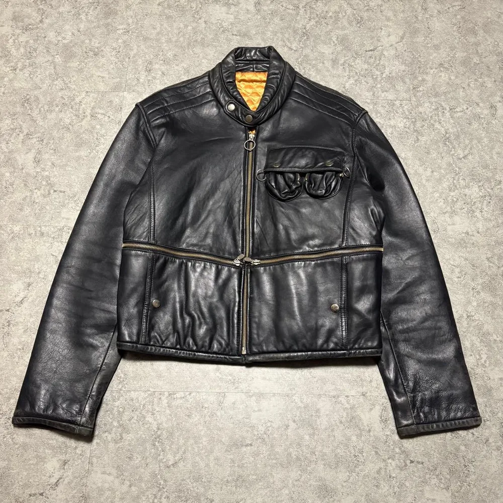 archive Y2K leather jacket gimmick black
