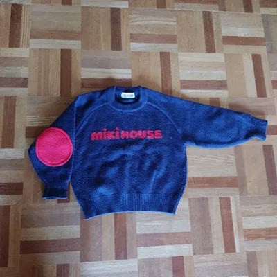 MIKI HOUSE キッズ セーター ネイビー エルボーパッチ