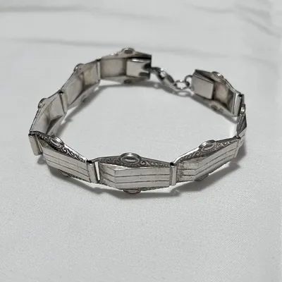vintage design plate silver bracelet