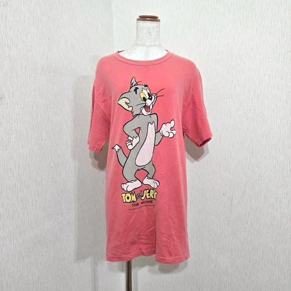 トムとジェリー 半袖Tシャツ USA製 ヴィンテージ 古着(L)レッド系