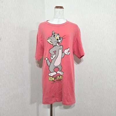 トムとジェリー 半袖Tシャツ USA製 ヴィンテージ 古着(L)レッド系