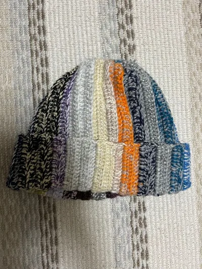 ハンドメイド かぎ針編み マルチカラー ニット帽