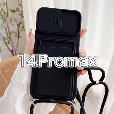 iPhone14ProMax ケース 黒 ロゴ窓 落下防止 大人かわいい