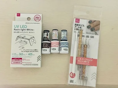 ダイソー UV-LEDライト ジェルネイル フレンチ用 ドットペンセット