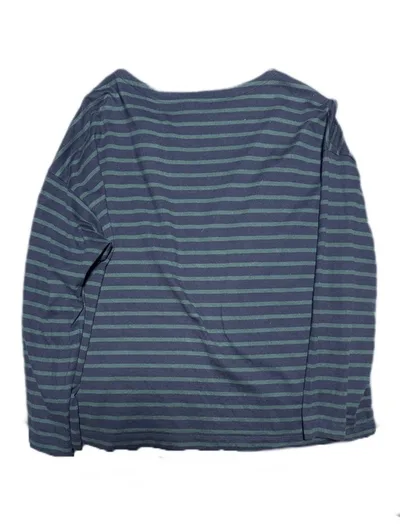【希少品】UNIQLO ボーダー長袖カットソー 短丈 M ネイビー×グリーン
