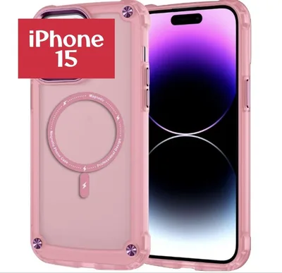 iPhone15 スマホケース MagSafe対応 ワイヤレス充電 ピンク