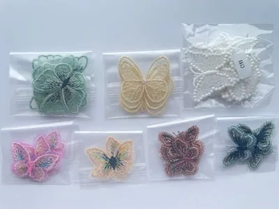 蝶々 刺繍ワッペン 7種セット ハンドメイド素材