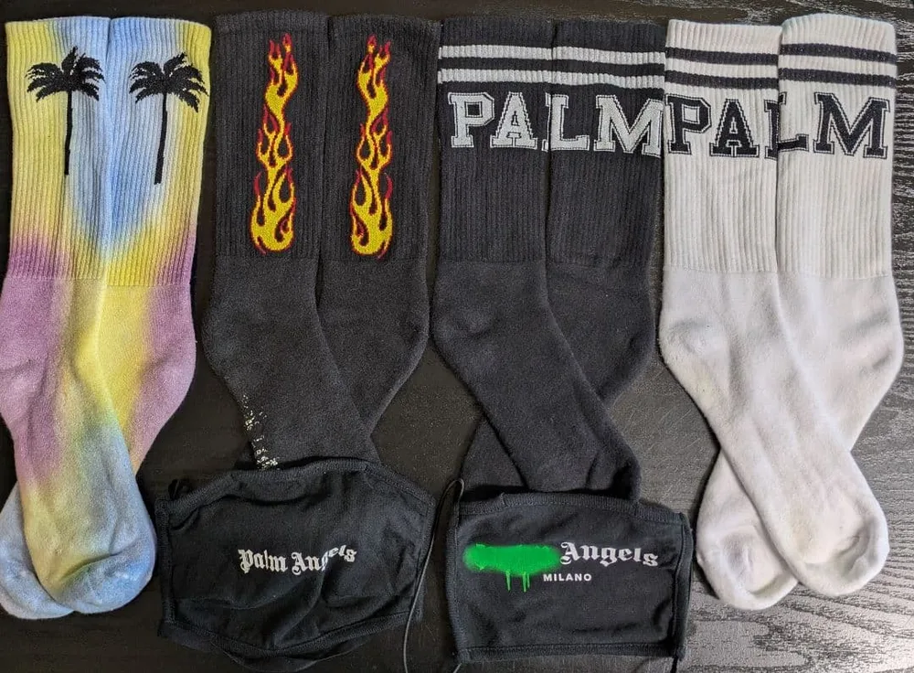 6点セット 中古 Palm Angels ソックス L/XL 4 + マスク 2