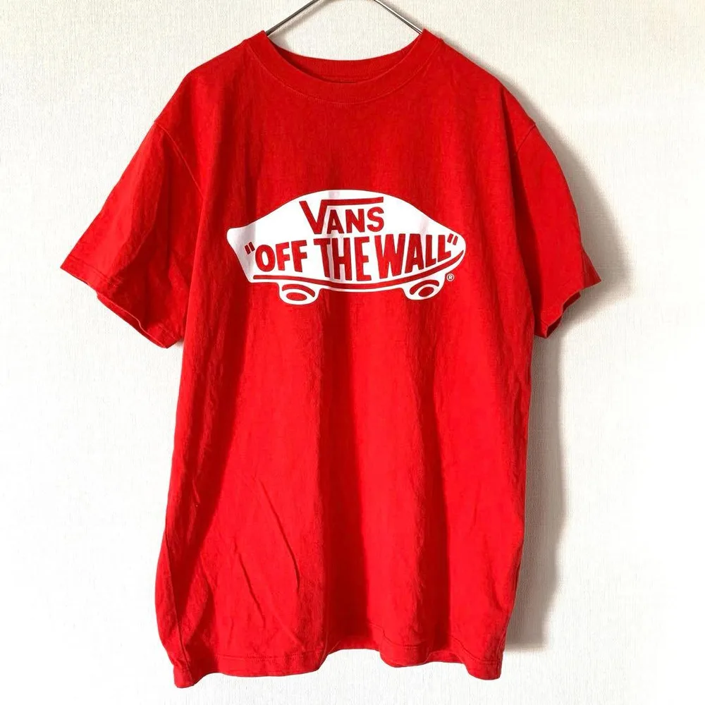 VANS Tシャツ 半袖 プリントロゴ S 赤 スケーター バンズ