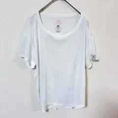 アディダス×高橋理子 Tシャツ レディースL相当 白色 後ろ開き ポリエステル
