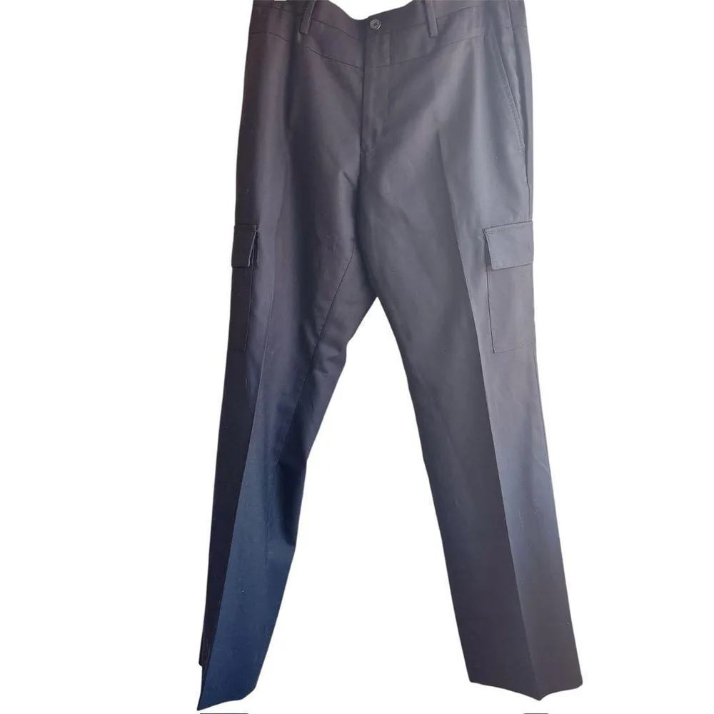 104【M】センタープレス カーゴパンツ ブラック 黒 海外古着 スラックス