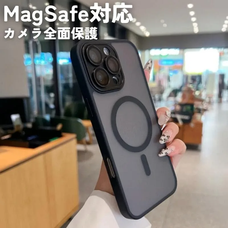 iPhone16ケース MagSafe 対応 ブラック クリア マット