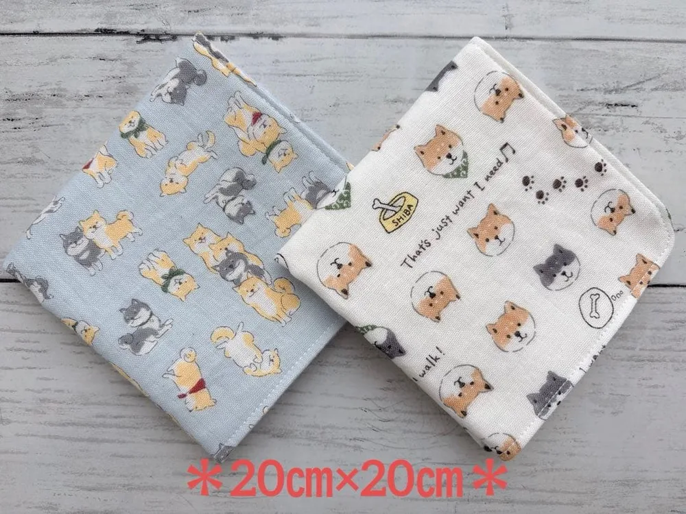 ダブルガーゼ*ハンカチ*ハンドメイド 柴犬 2枚セット
