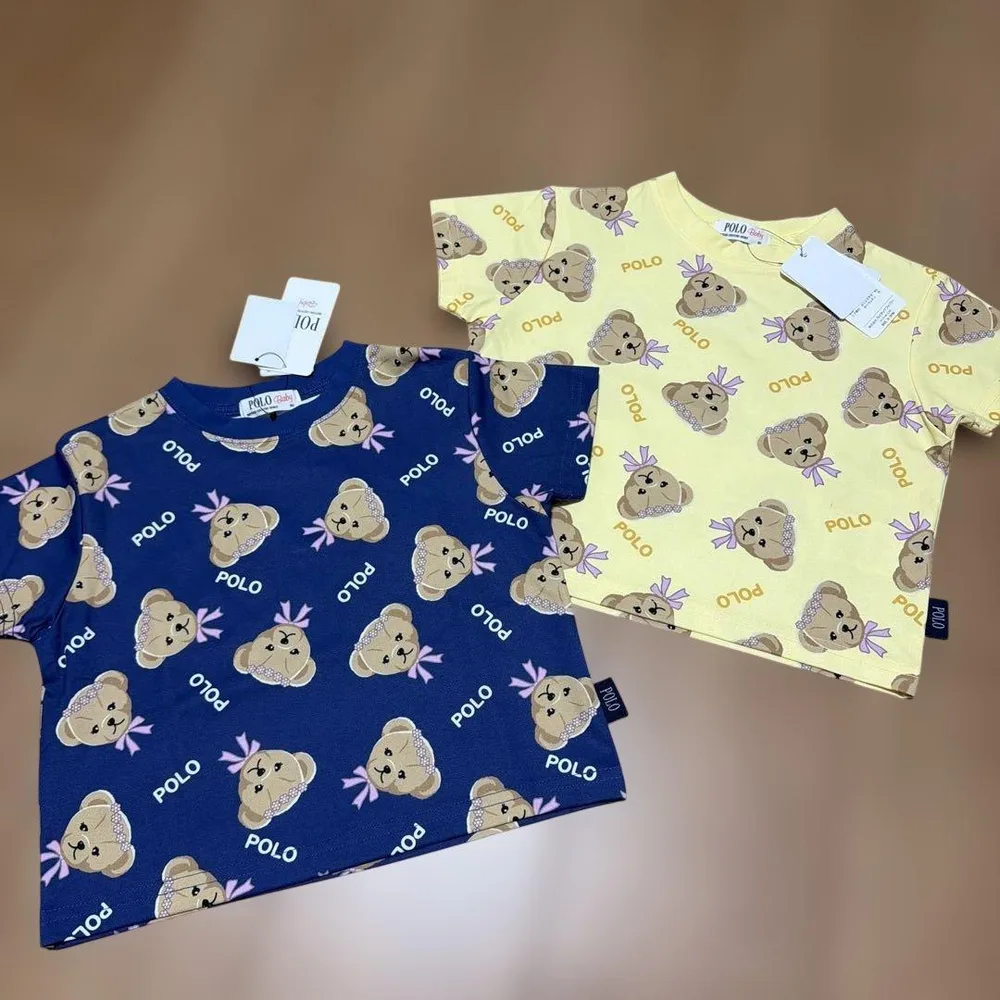 80cm★ポロ ベアデザイン 総柄 トップス Tシャツ ベビー服 2枚セット