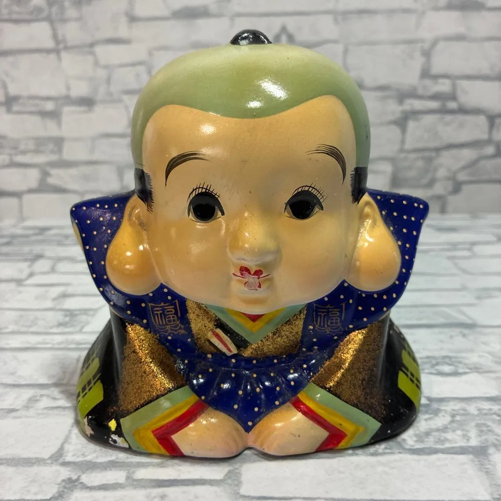 福助人形 貯金箱 商売繁盛 千客万来 縁起物 昭和 レトロ 変色