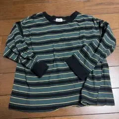 ブランシェス 子供用長袖カットソー 110cm ボーダー 黒 緑