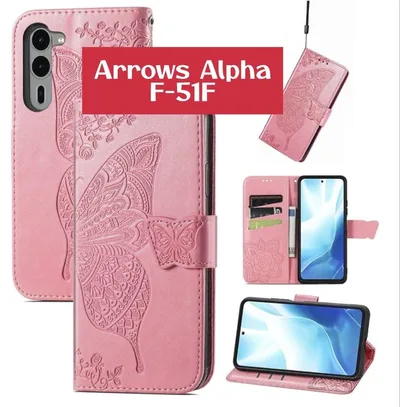 Arrows Alpha F-51F スマホケース 手帳型 ピンク スタンド機能