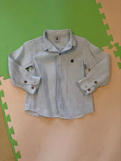 PETIT BATEAU เสื้อเชิ้ตผ้าลินินแขนยาว 104ซม