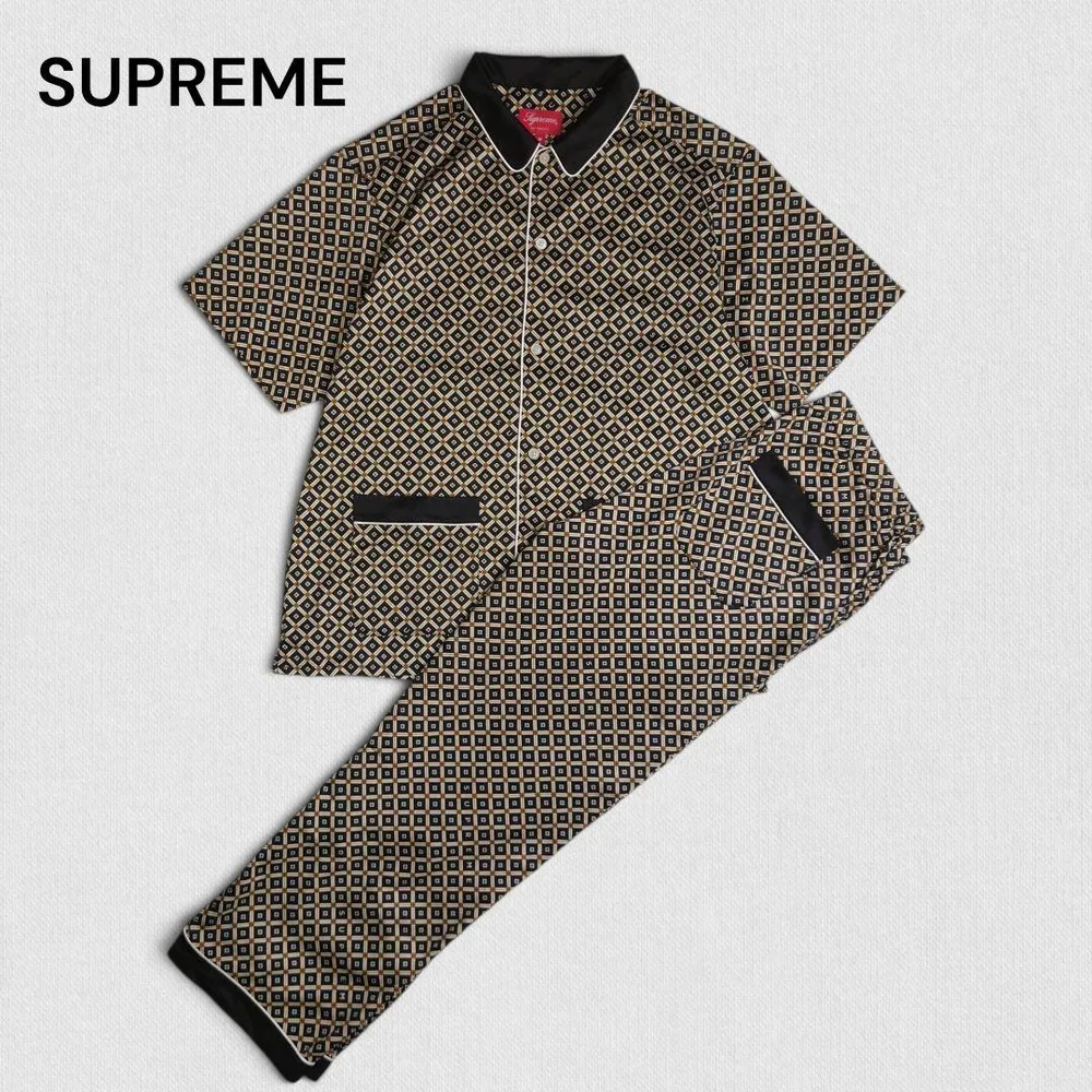 美品 supreme Satin Pajama Set セットアップ 総柄 M