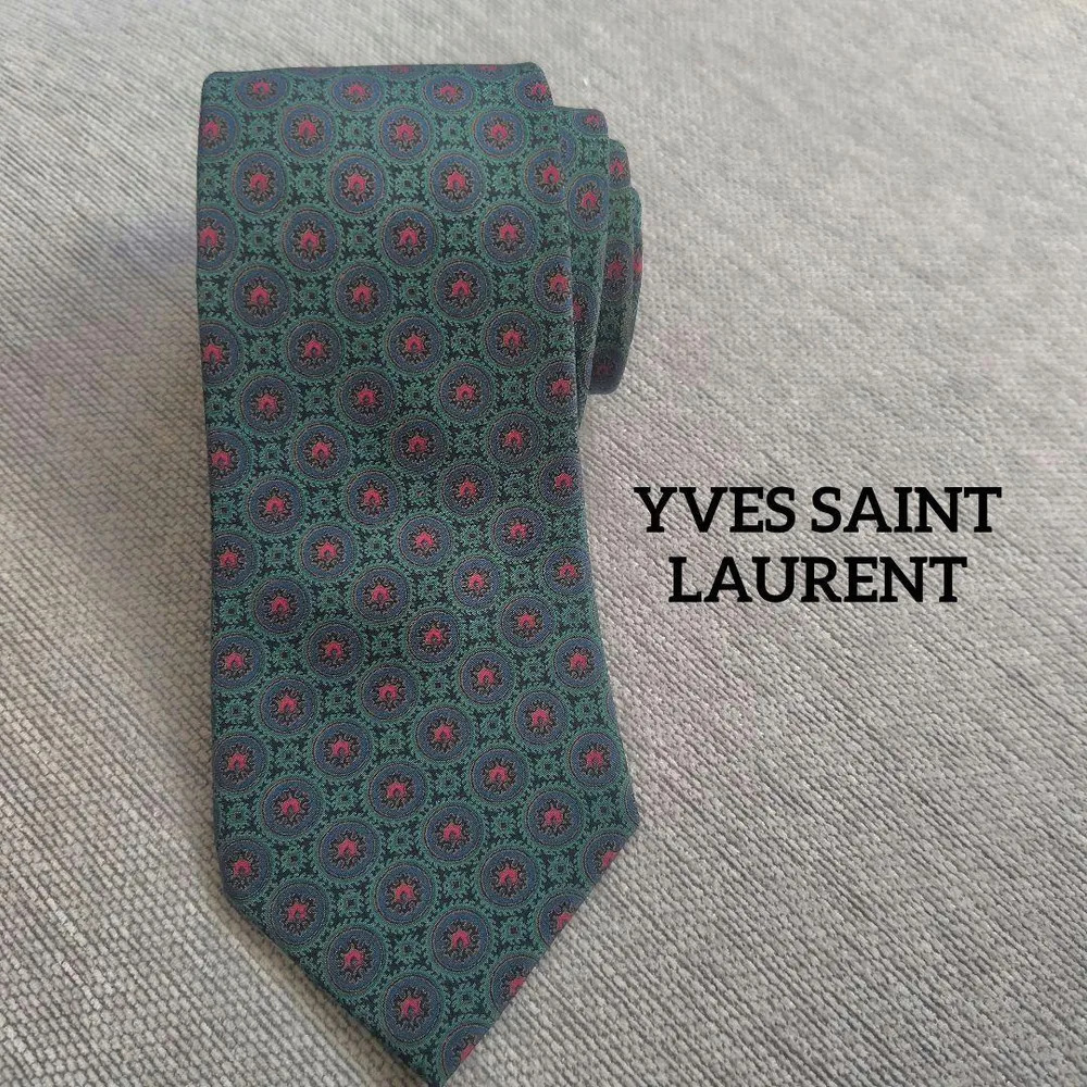 YVES SAINT LAURENT ネクタイ 総柄 グリーン