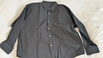 長袖シャツ メンズ 3XL 大きいサイズ ブラック 無地 胸ポケット