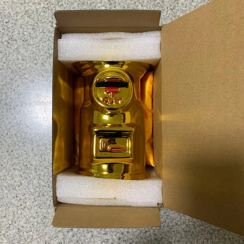 ポスト型貯金箱座布団付き20cm(M金)