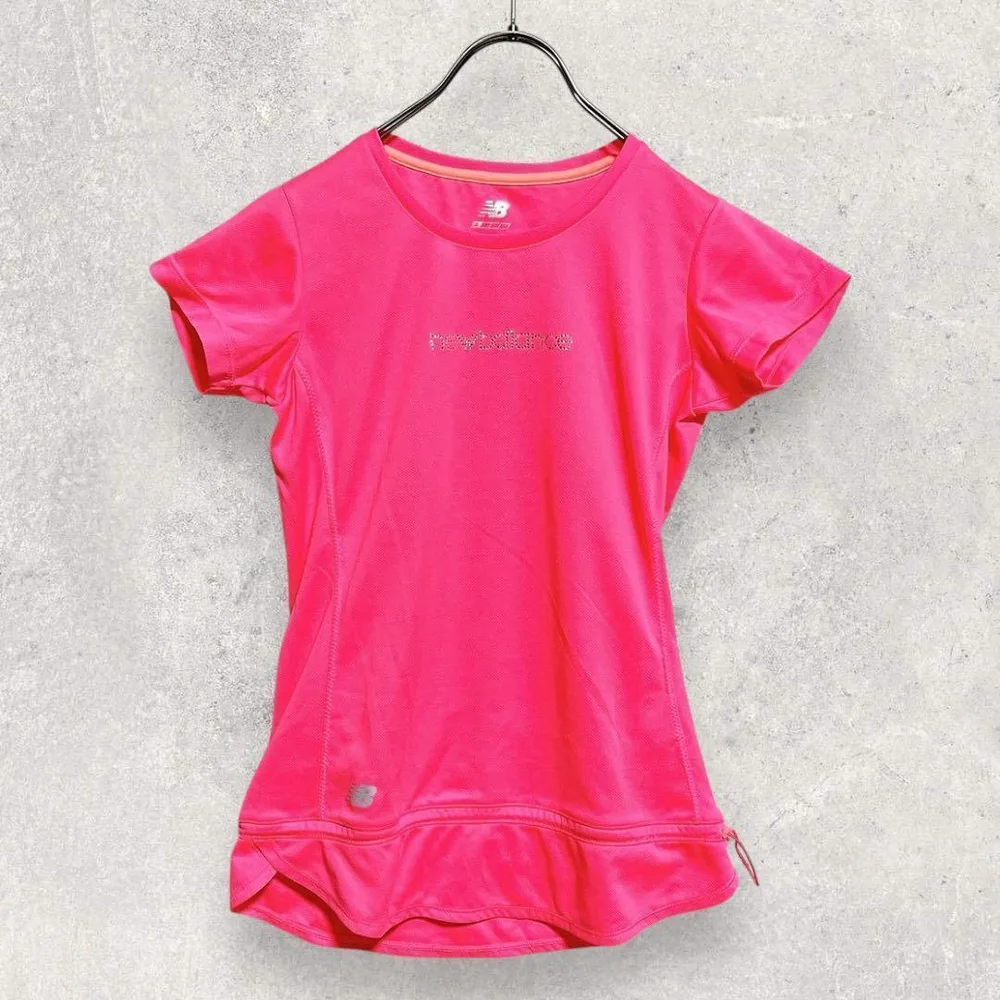 ニューバランス Tシャツ S ピンク 半袖 ロゴ スポーツ ランニング 運動